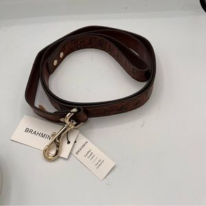 BRAHMIN Large Pet Leash in Croco-embossed Pecan Melbourne Leather